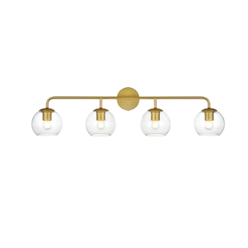 Lumière de meuble-lavabo à intensité variable, Laiton, H 10 po x l 37 po x P 37 po, Quatre lumières