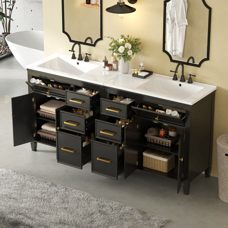 Freestanding Standard With Ceramic Top, Noir