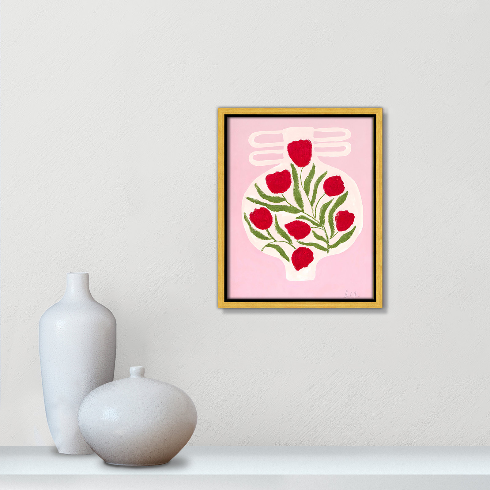 Vase No. 02 Print by Camilla Bergqvist, 11.5" H x 9.5" W, Gold