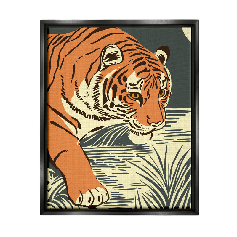 «Bungalow Rose Contemporary Tiger Jungle Nature» par Ziwei Li, Cadre flottant noir de jais, H 21 po x l 17 po x P 1,7 po