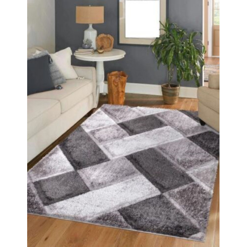 Underwood Geometric Shag Area Rug, Rectangle 80 x 150 cm