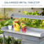 Banc de rempotage extérieur, poste de travail de jardin gris avec tablette ouverte, table en acier galvanisé, armoire de rangement, plateau pour plantes