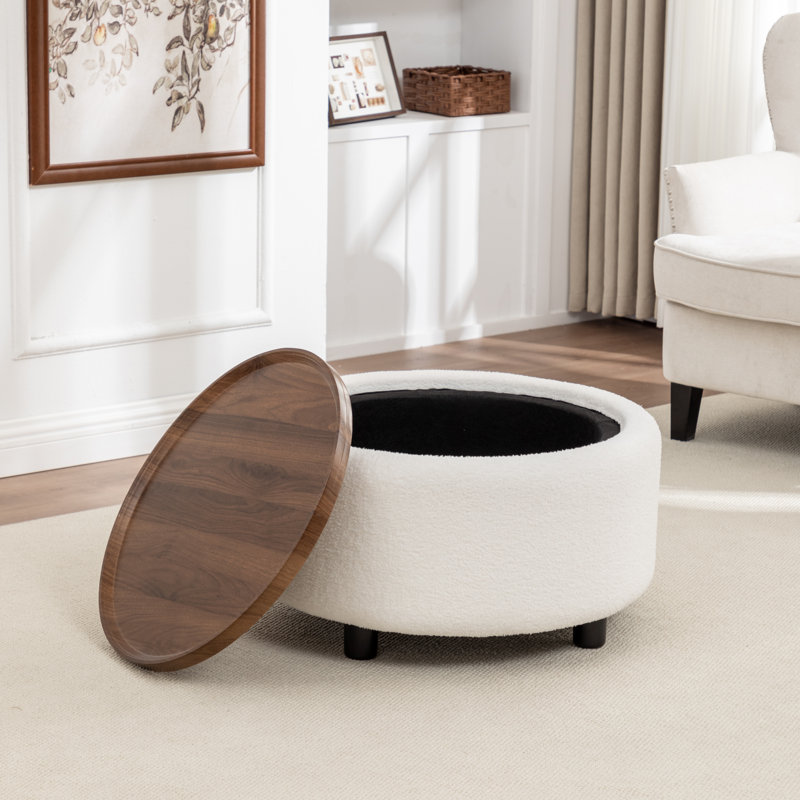 Table basse ronde avec rangement Pietsch, Boucle blanc