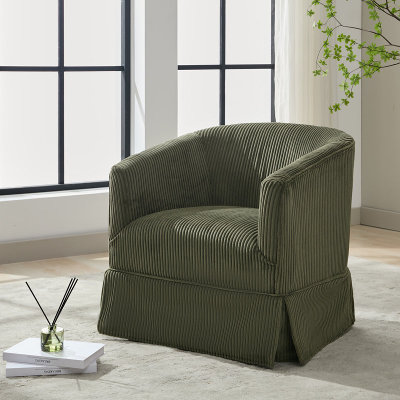 Fauteuil demi-tonneau rembourré et pivotant, Vert