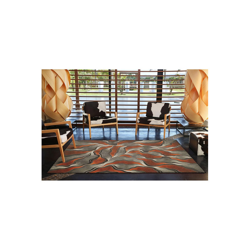 Tapis décoratif lavable à motif géométrique brun, Sous-tapis carré 3 pi 3 po inclus