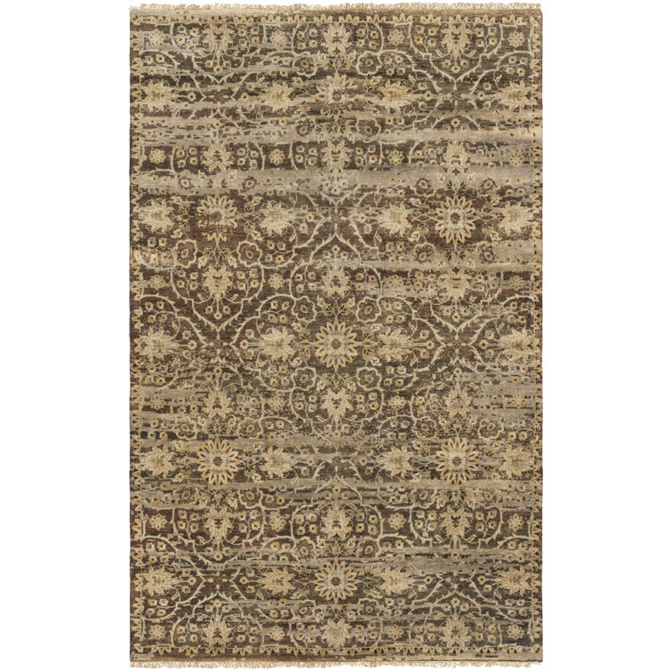 Empress Wool Damask Area Rug in Green