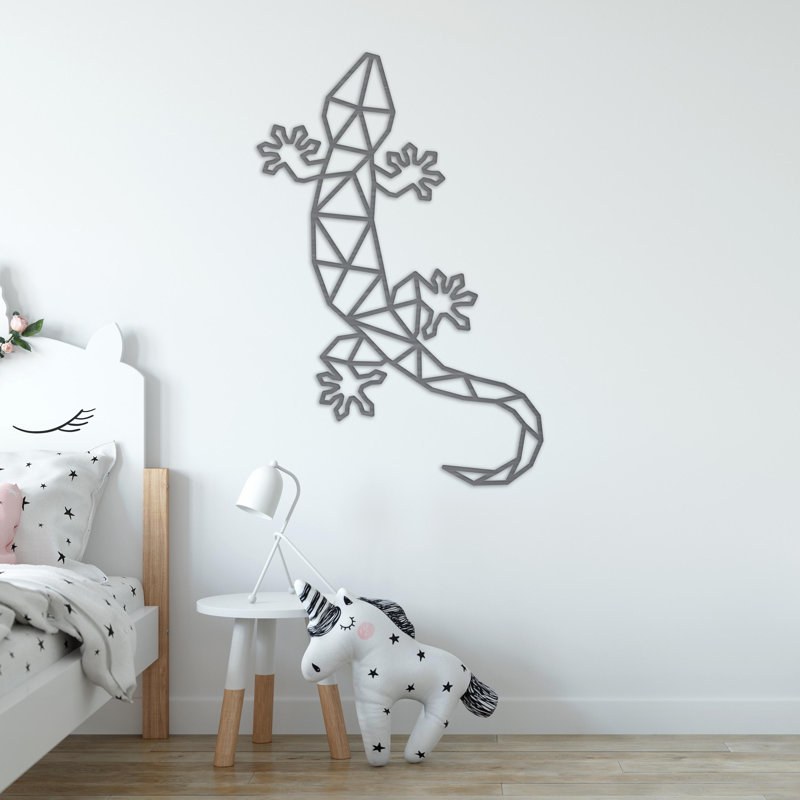 Décoration murale abstraite lézard escalade - ACM blanc (46 po x 30,43 po), H 32 po x l 21,2 po x P 0,25 po, Blanc