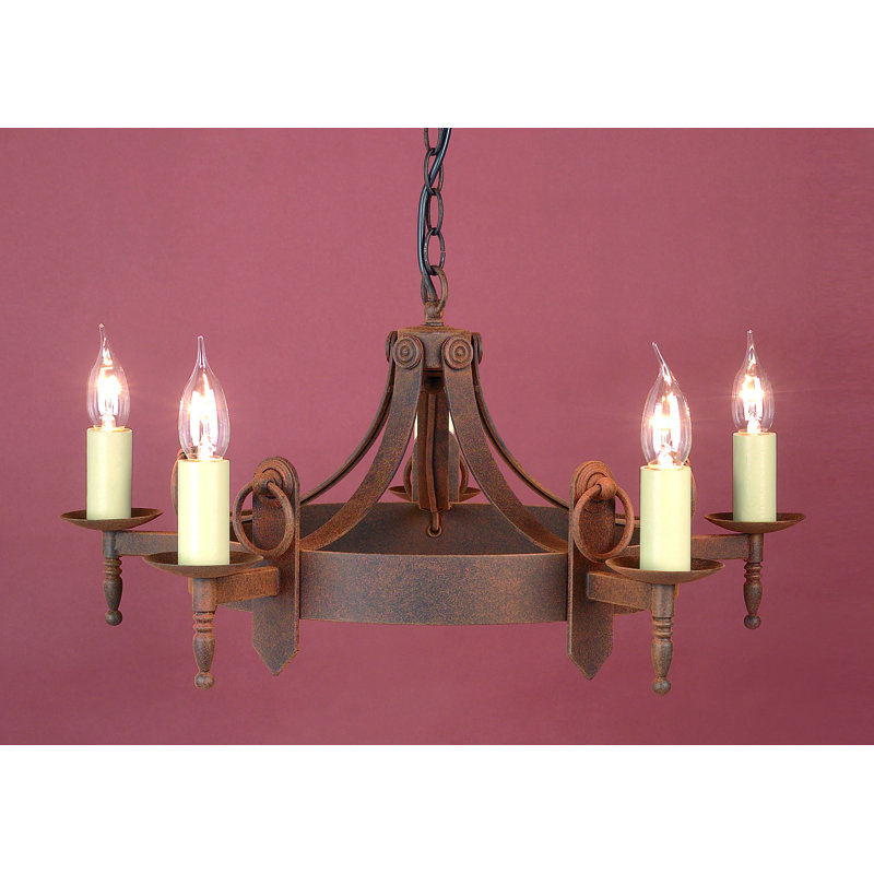 Grandfield 5 - Light Candle Style Chandelier, Aged