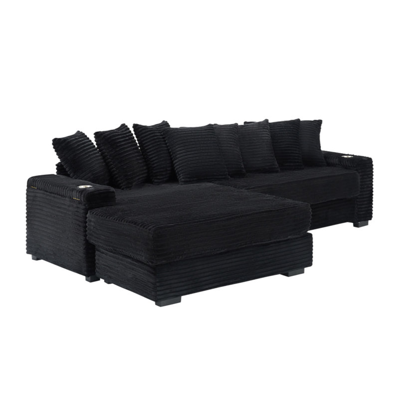 Canapé de 111,4 po Tisha, accoudoir avec porte-gobelet et fonction de rangement, fauteuil inclinable pouvant être changé à gauche et à droite, convient au salon, à la chambre à coucher, au salon