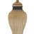 Brown Polystone Scroll Carved Room Table Lamp with Black Accents and Tapered Shade