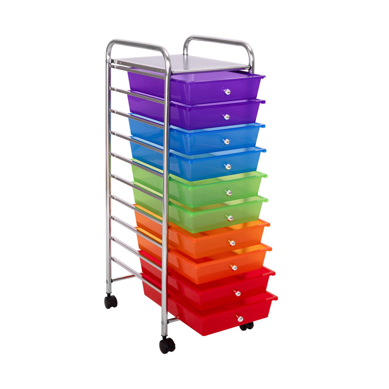 10 Drawer Storage Organizer Cart, Translucent Multi-Color