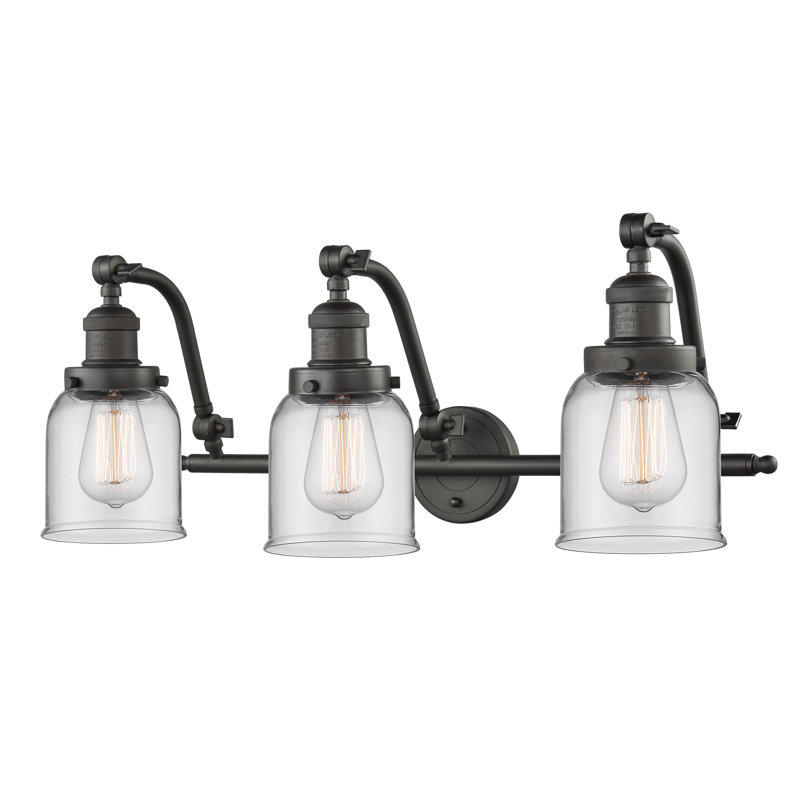 Bell - 3 Light 28" Bath Vanity Light, Clear, 6 Watt Vinage LED Bulb, Oil Rubbed Bronze