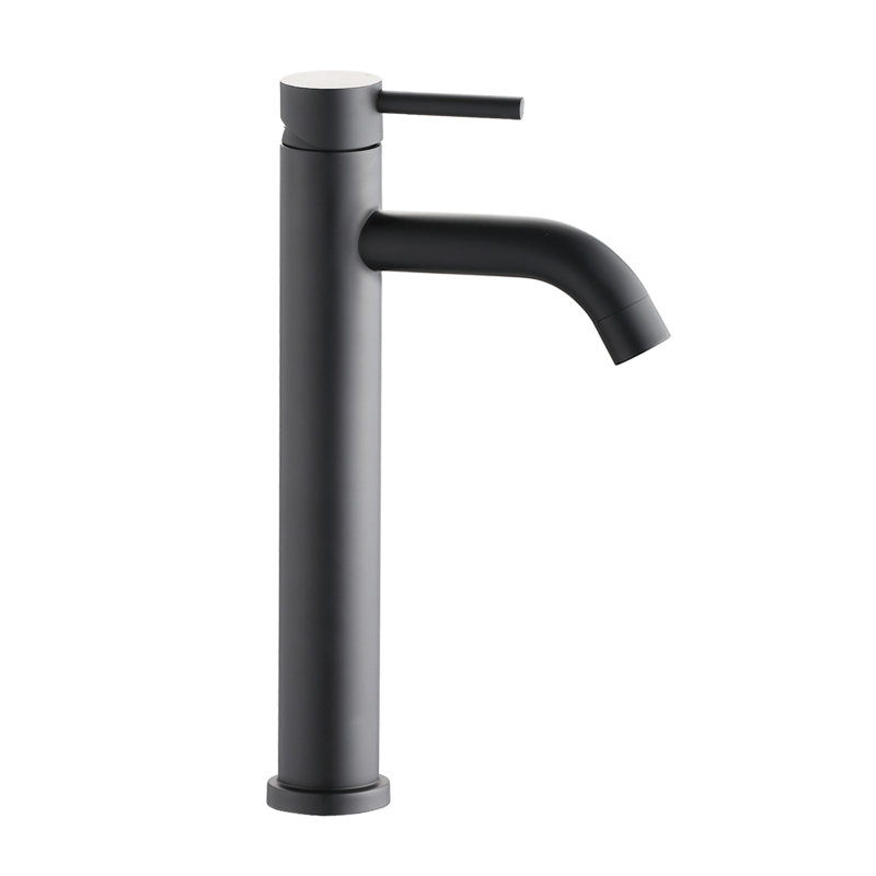 Robinet pour salle de bain à poignée simple - 1 trou, noir mat, performance de longue durée, acier inoxydable, Noir mat