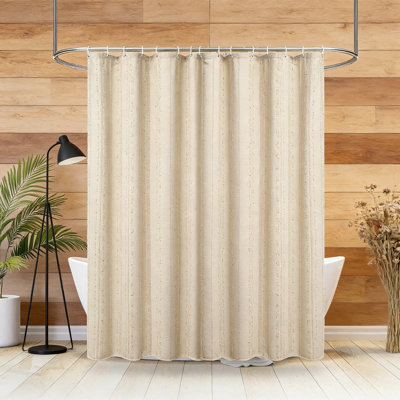 Rideau de douche en tissu tissé gaufré robuste, mélange de coton à rayures texturées pour salle de bain et hôtel, lavable à la machine, 72 par 72 pouces