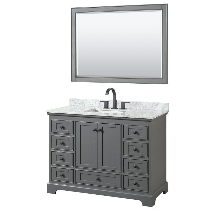 Deborah 48'' Single Bathroom Vanity with Marble Top, Dark Gray, Polished Chrome
