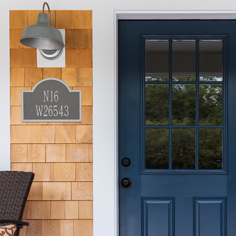 Wisconsin Special 2-Line Wall Address Plaque, Pewter and Silver, Yes