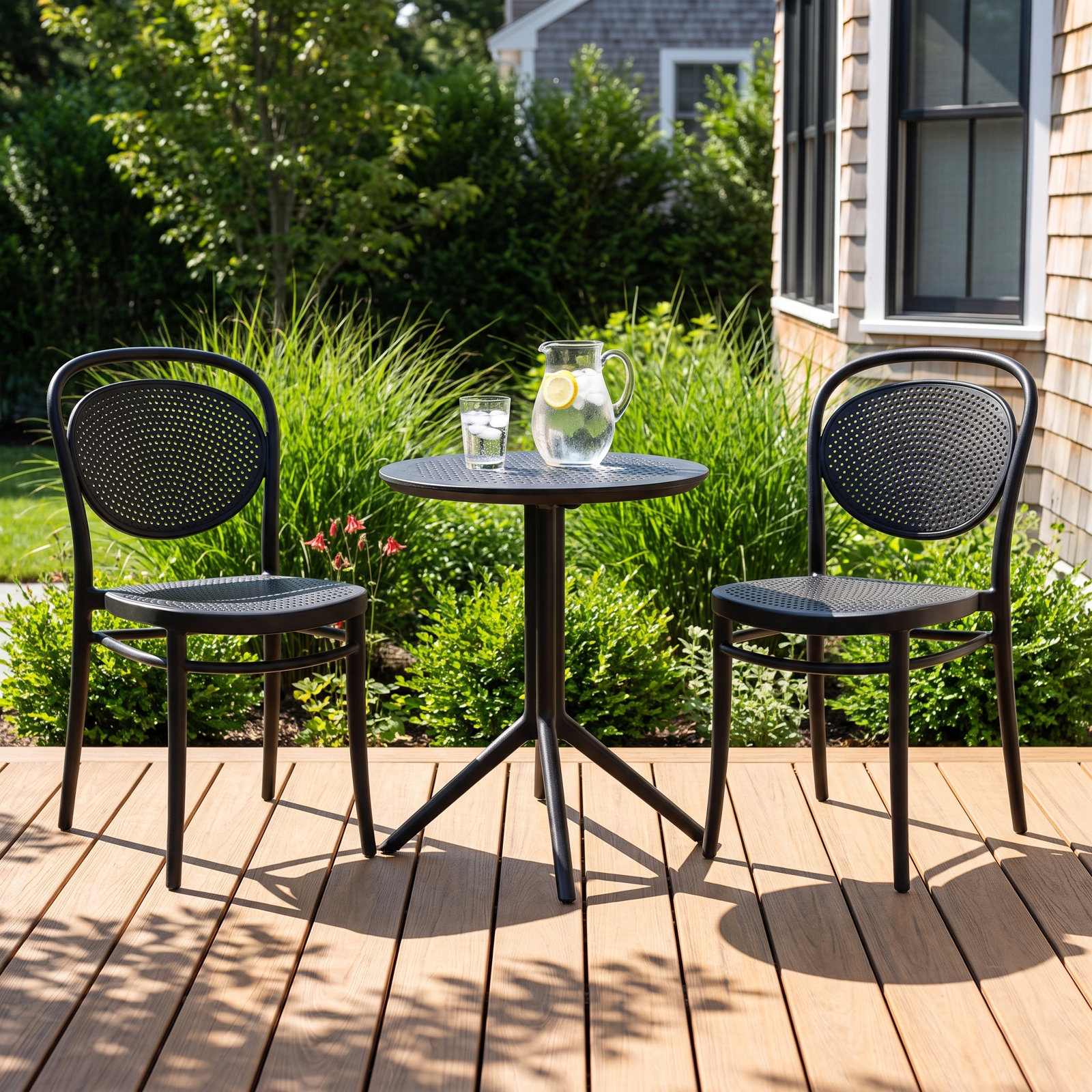 Farrah 24" Patio Bistro Set, Black