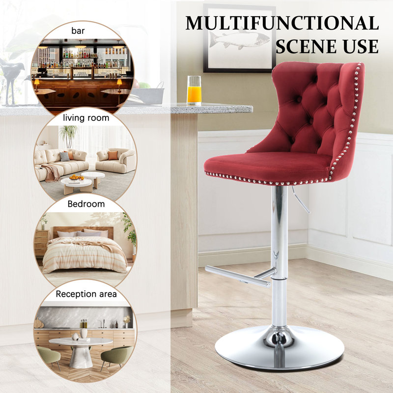 Tabouret pivotant à hauteur réglable Komara, Rouge