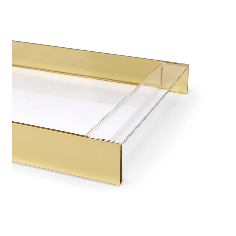 Acrylic Rect. Tray with 2 Sides, 17.75"L x 11.75"W, Gold