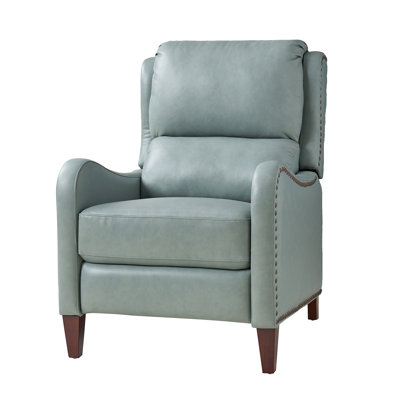 Beecher Traditional 28.75" Wide Genuine Leather Manual Club Recliner with Solid Wood Legs