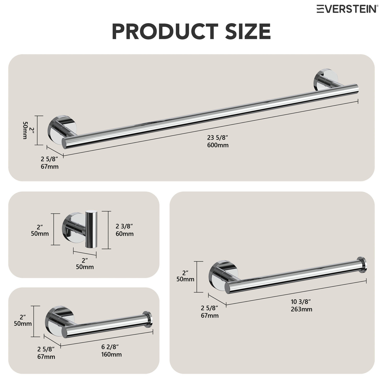 4-Piece Bathroom Hardware Set, Chrome