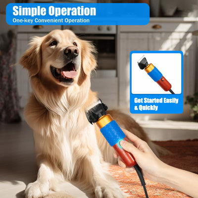 Pet Hair Clipper 200W Low Noise Pet Grooming Clipper Wooden Aluminum Alloy Electric Shear with 9.4ft Long Cord Detachable Zirconia Blade 2000-6600RPM for Sheep Goat Alpaca Large Dog Thick Hair Grooming