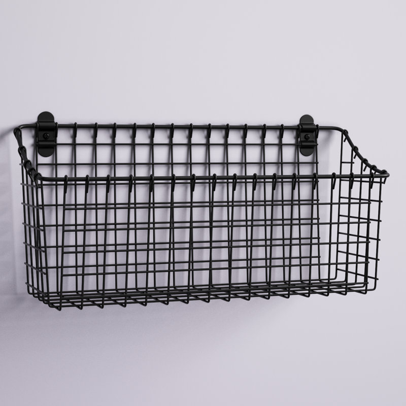 Albie Metal Wall Organizer with Wall Baskets, 15.25" W x 7.5" H x 5.5" D