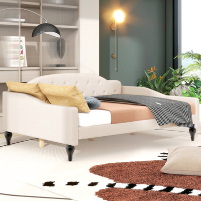 Lit de jour double capitonné capitonné, beige