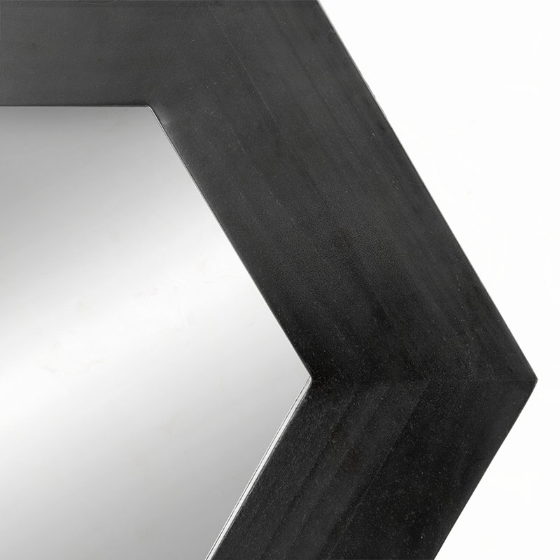 Miroir hexagonal 18,5 "x 18,5", Noir, noir, noir, noir, Bois