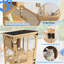 Enclos pour chat Hallvard avec griffoir d'extérieur - Grande maisonnette intérieure en bois pour chat à 4 niveaux avec toit imperméable-1579079848