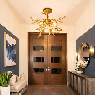Golden Leaf Semi Ceiling Light