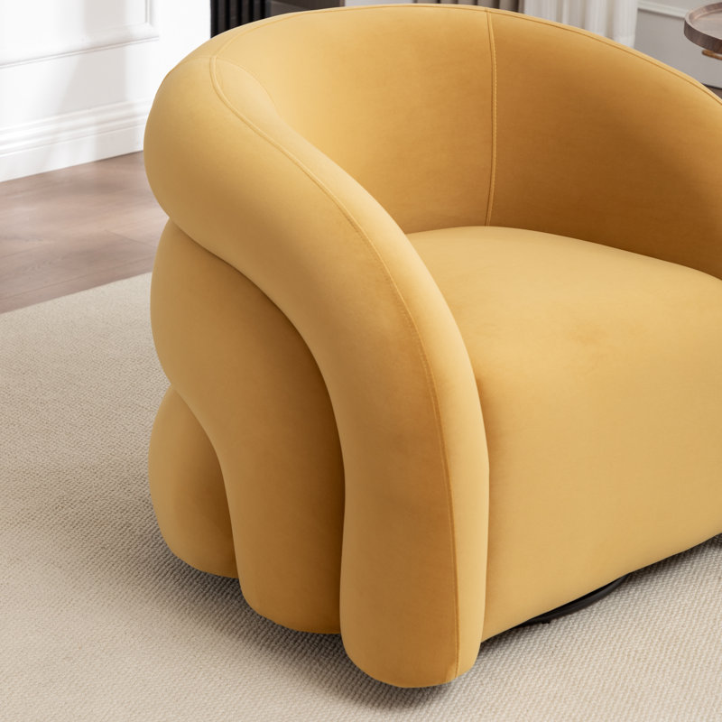 Fauteuil demi-tonneau rembourré et pivotant, Jaune