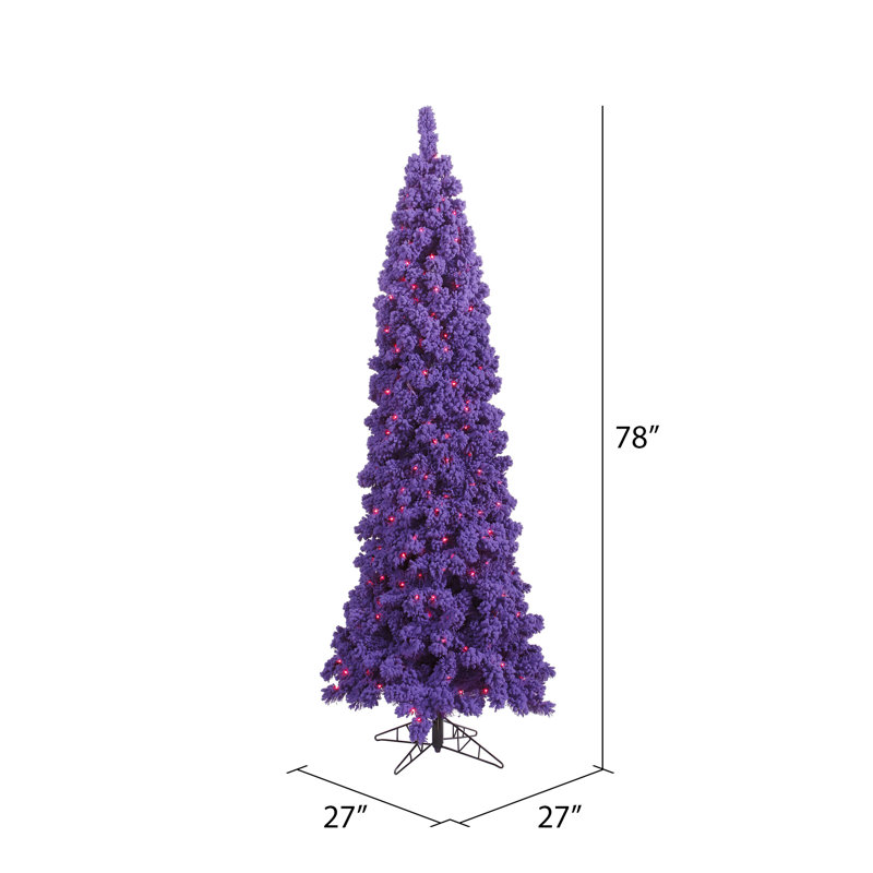 Artificial Christmas Tree with Stand, 6.5' H x 27" W, Purple LED
