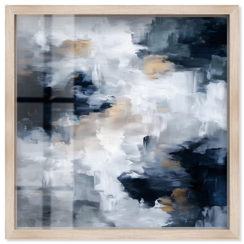 «Midnight and Ivory II Shadowbox Print», art mural abstrait par Art Remedy, H 13 po x l 13 po, Crème, crème