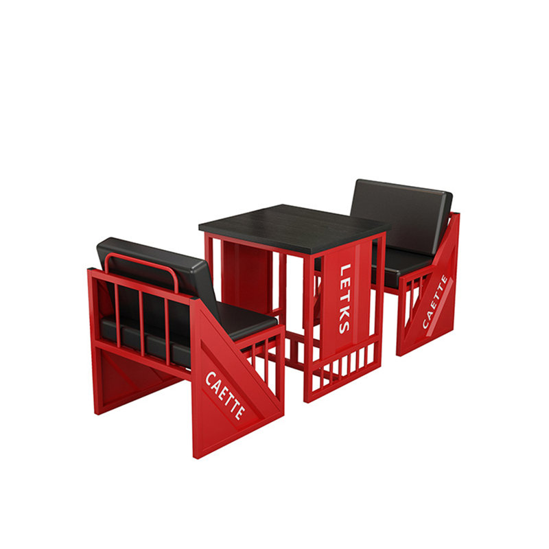 Kasperi 2 - Person Solid Wood Top Trestle Dining Set, Black/Red