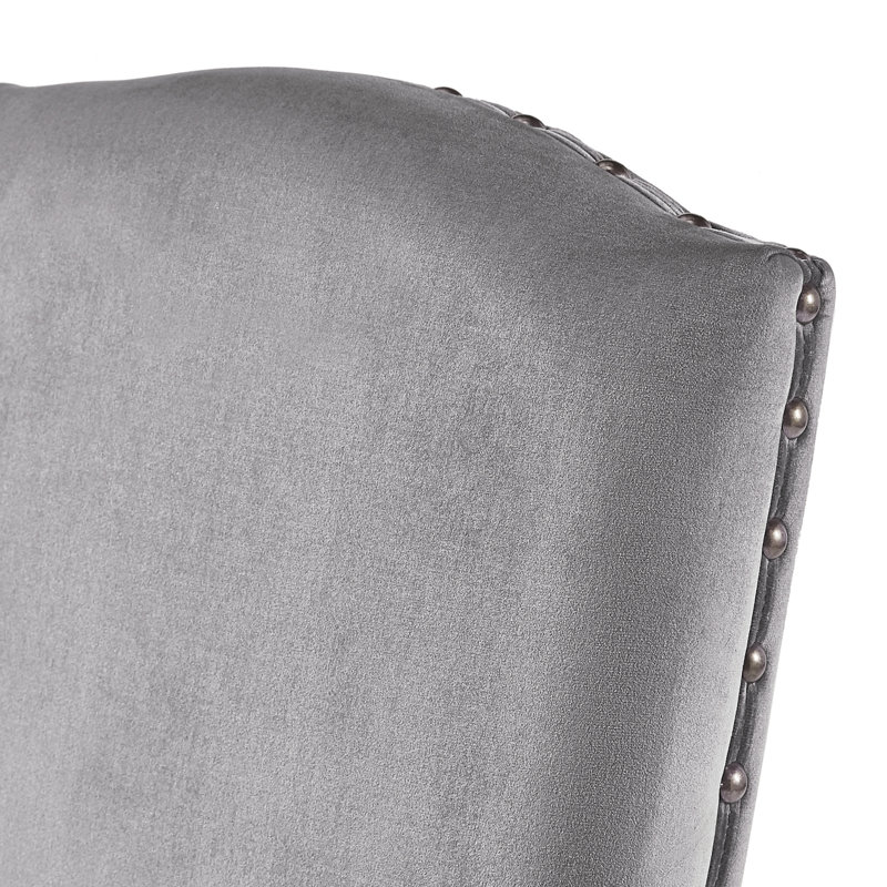 20.5'' H Velvet Upholstered Side Chair, Gray