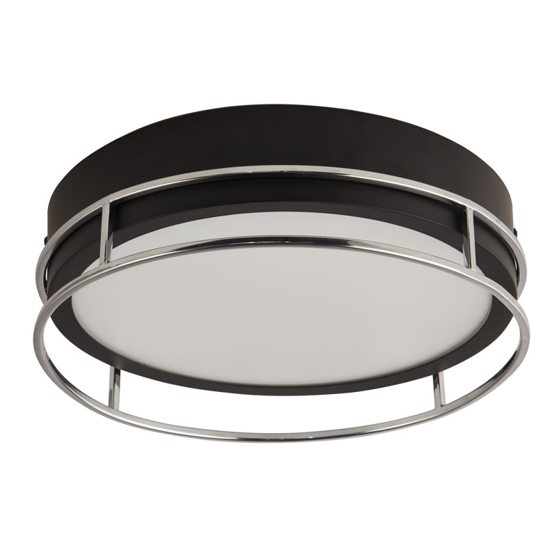 Averie Glass Flush Mount, Black/Chrome