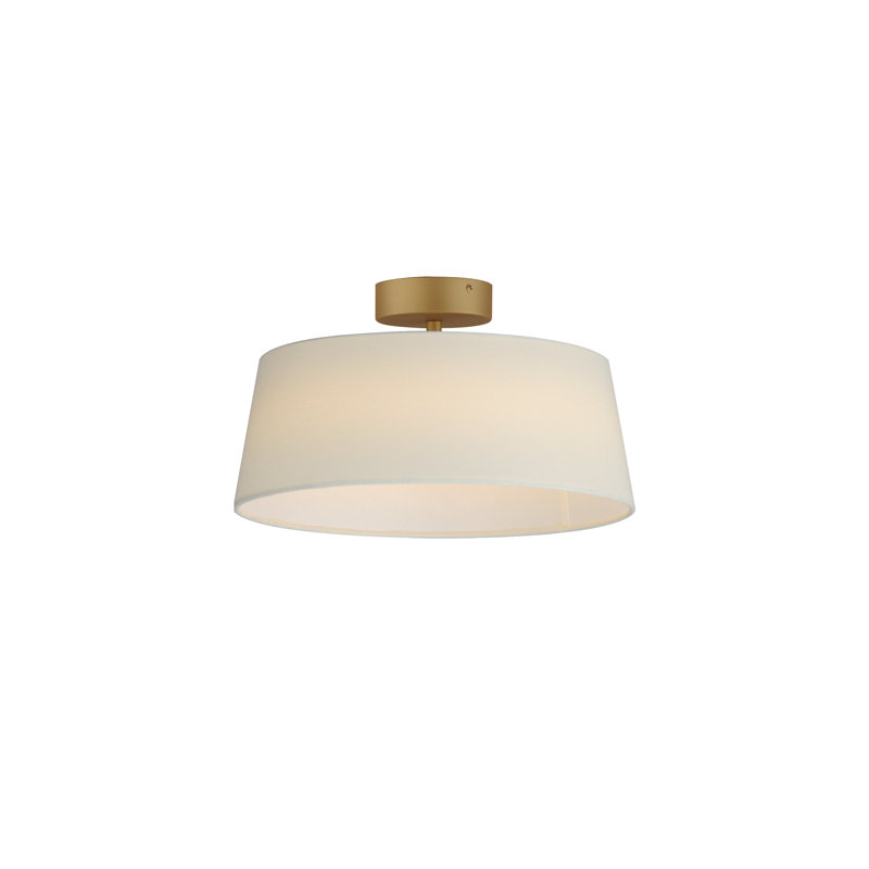 Melva Linen LED Semi Flush Mount, Natural Aged Brass, 6" H x 16" W x 16" D