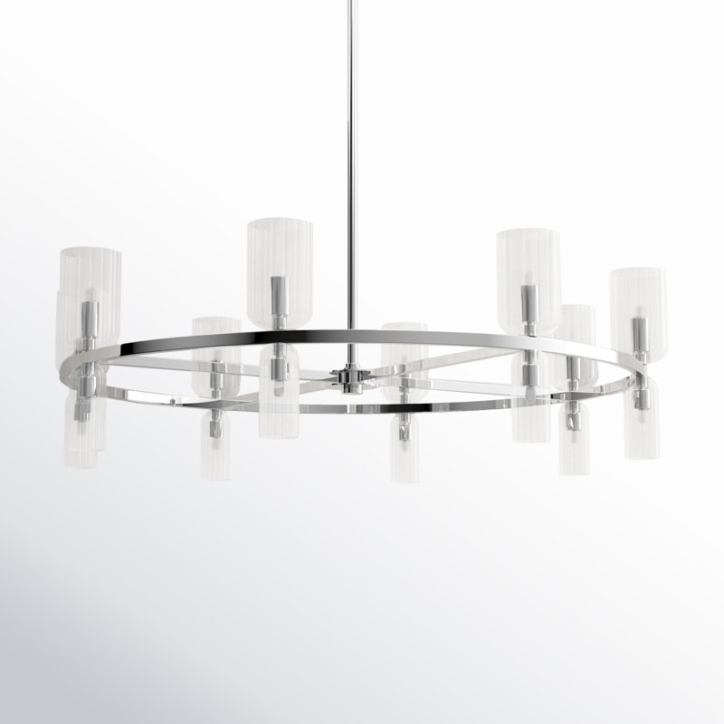 16 - Light Wagon Wheel Chandelier, Polished Nickel