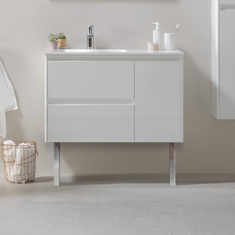 Ambra 35.6'' W Single Vanity, Gloss White