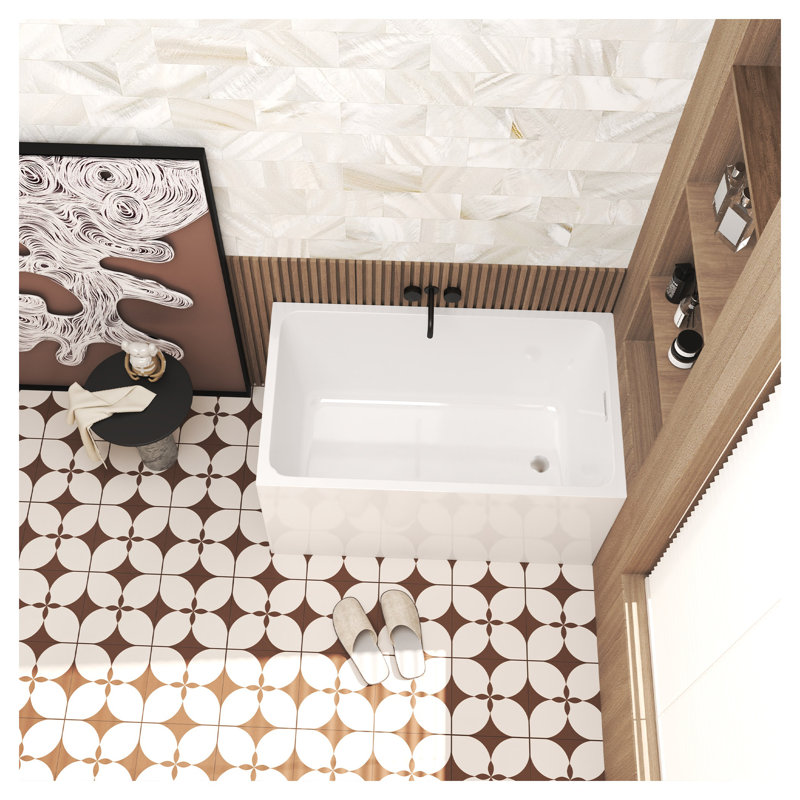Baignoire de trempage autoportante en acrylique de 47 pouces avec certification cUPC en blanc brillant