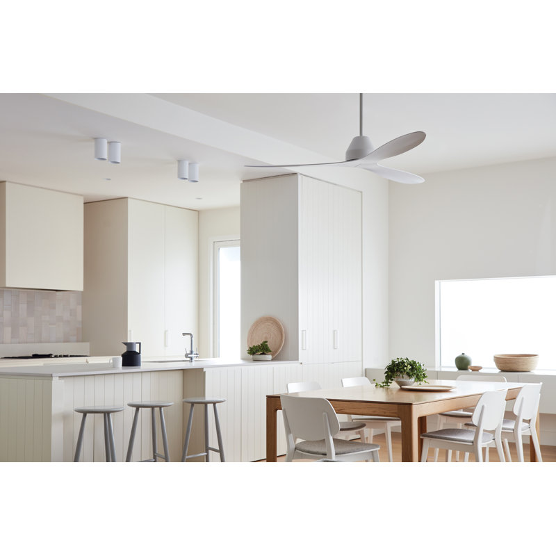 Whitehaven 56" Smart WiFi Indoor/Outdoor DC Ceiling Fan with Remote, Damp Rated, White Modern Ceiling Fan, White, White