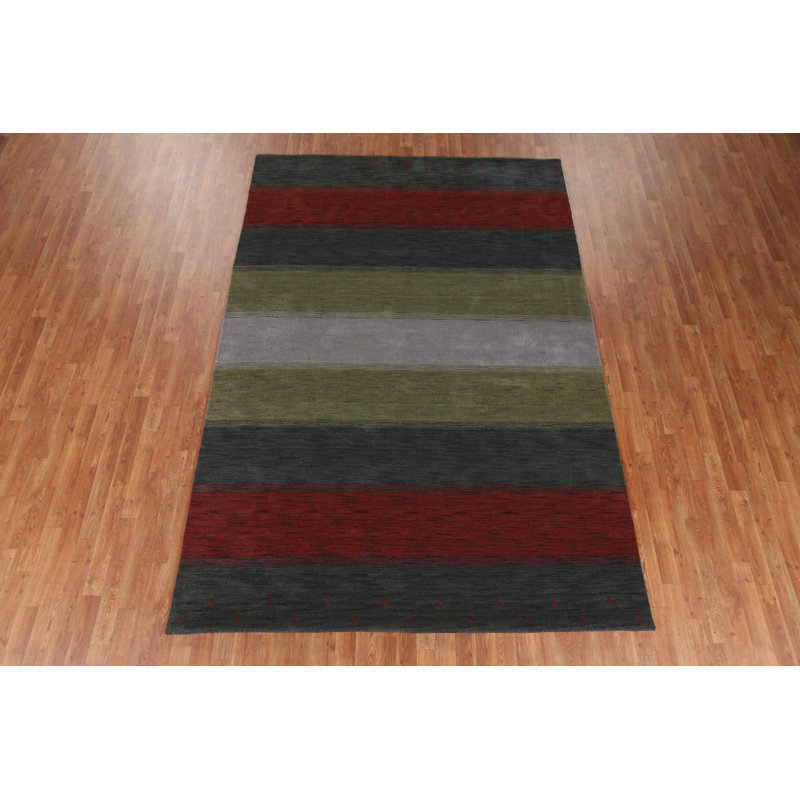Striped Wool Gabbeh Oriental Area Rug 7x10