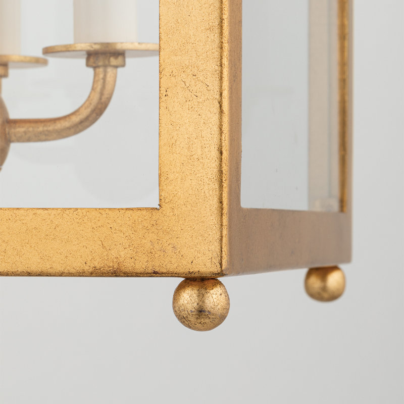 Leigh 4-Light Foyer Pendant, 18.63" H x 11.5" W x 11.5" D, Vintage Gold Leaf, Clear