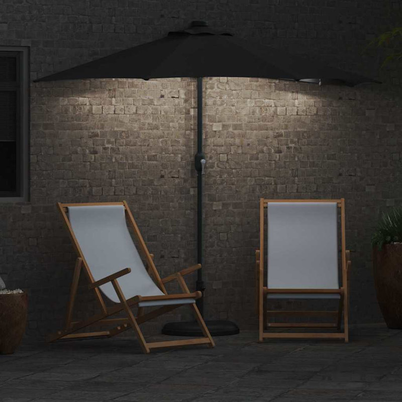 Garden Parasol Polyester and Steel Outdoor Umbrella Patio Sunshade, 223cm H x 150cm W x 150cm D, Black