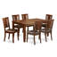 L'ensemble 7 pièces de table et chaises de cuisine se compose d'une table de salle à manger rectangulaire et de 6 chaises de salle à manger rembourrées en similicuir, acajou-211784505-211784507-211784508