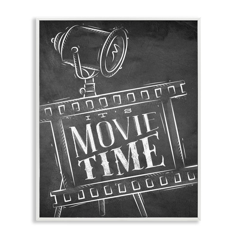 «Movie Time Film Film», estampe numérique, conception de Kim Allen, H 20 po x l 16 po, Giclée encadrée blanc bord de mer