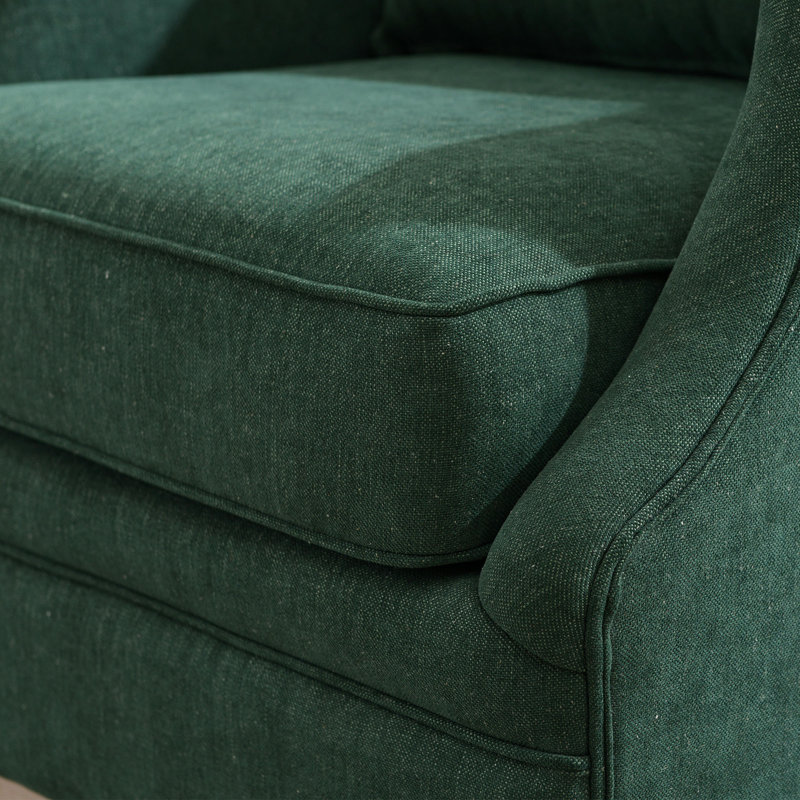31" Wide Linen Fabric Upholstered Swivel Barrel Chair, Green