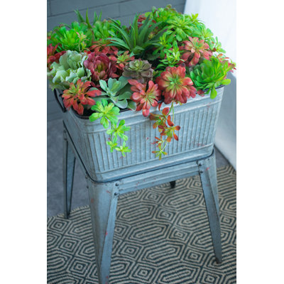 20.5X20.5X21" Large Perryman Galvanized Tub On Stand, For Plant Pot/Planter/ Metal Ice Buckets
