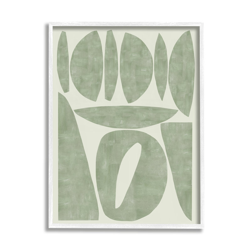 Formes vertes modernes encadrées sur bois, Giclée encadrée blanc bord de mer, H 30 po x l 24 po x P 1,5 po
